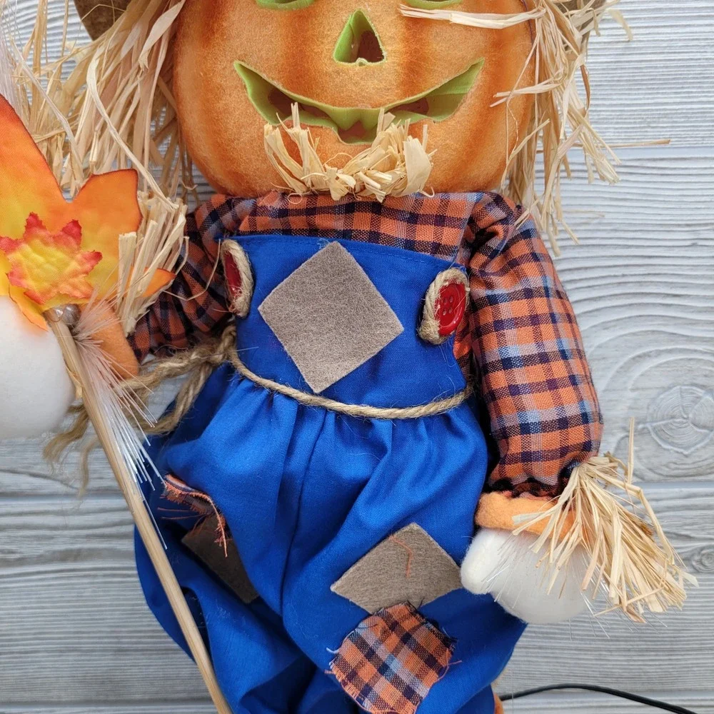 Fiber Optic Pumpkin Scarecrow Standing Halloween Decoration Fall Harvest Autumn‎